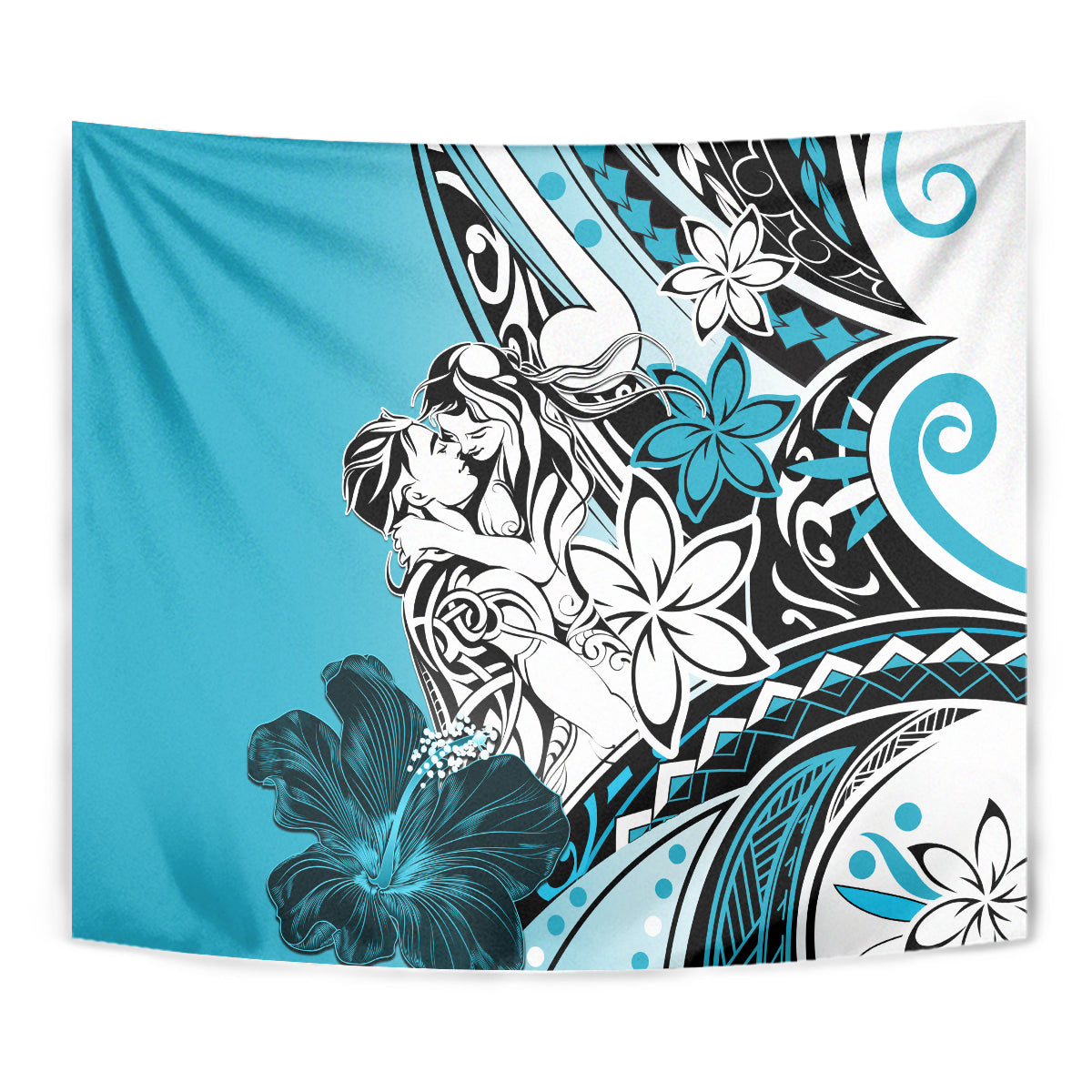 Polynesian Valentine Tapestry Couple Floral Unique Sky Blue Version LT01 - Polynesian Pride
