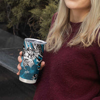 Polynesian Valentine Tumbler Cup Couple Floral Unique Sky Blue Version