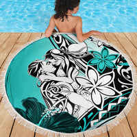 Polynesian Valentine Beach Blanket Couple Floral Unique Turquoise Version LT01 - Polynesian Pride