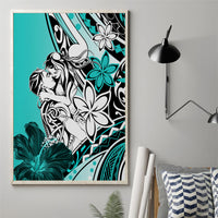 Polynesian Valentine Canvas Wall Art Couple Floral Unique Turquoise Version LT01 - Polynesian Pride
