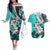 Polynesian Valentine Couples Matching Off The Shoulder Long Sleeve Dress and Hawaiian Shirt Couple Floral Unique Turquoise Version LT01 Turquoise - Polynesian Pride