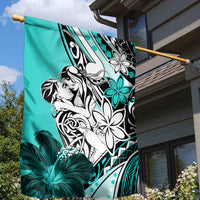Polynesian Valentine Garden Flag Couple Floral Unique Turquoise Version LT01 - Polynesian Pride