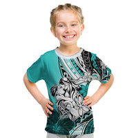 Polynesian Valentine Kid T Shirt Couple Floral Unique Turquoise Version LT01 Turquoise - Polynesian Pride