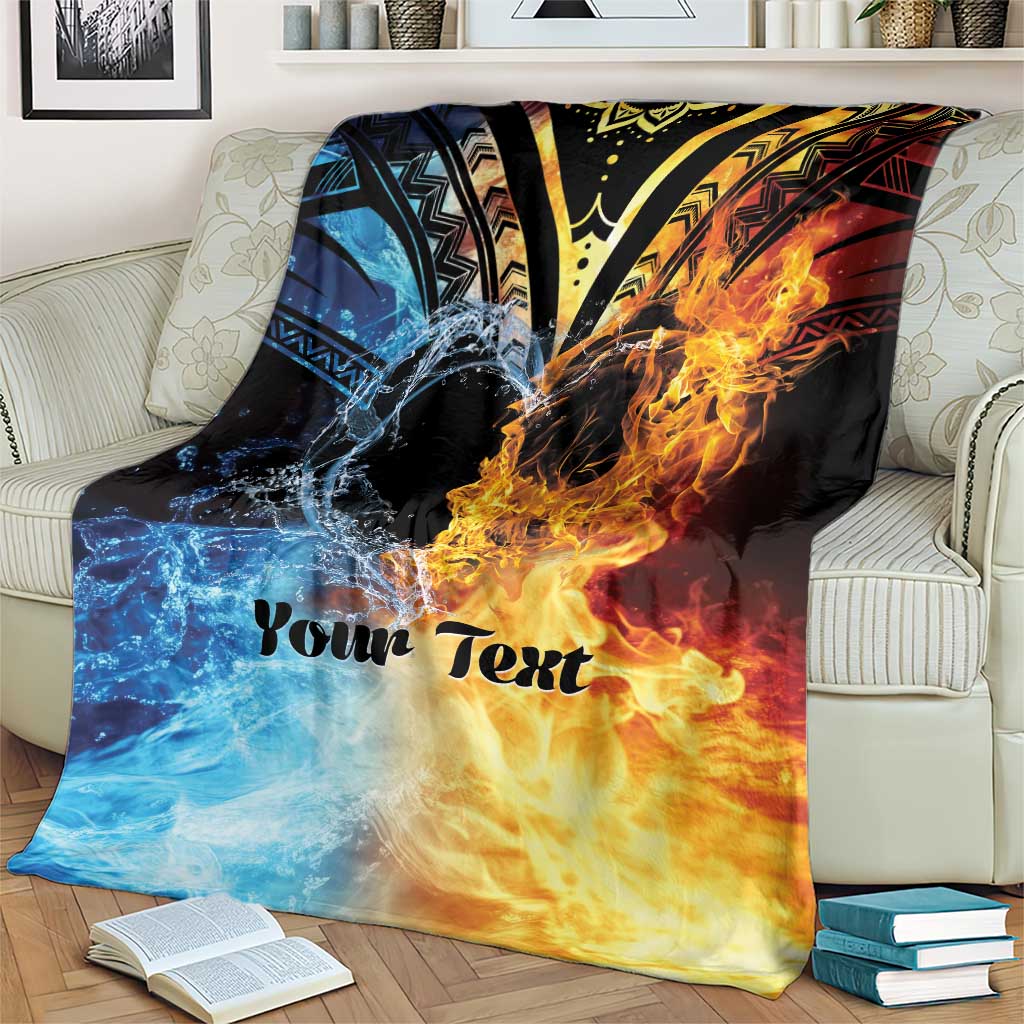 Personalised Polynesian Heart In Fire And Water Blanket Romantic Elements