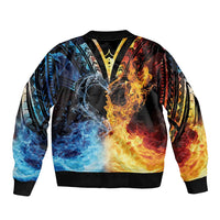Personalised Polynesian Heart In Fire And Water Bomber Jacket Romantic Elements