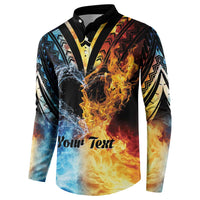 Personalised Polynesian Heart In Fire And Water Button Sweatshirt Romantic Elements