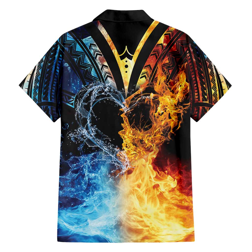 Personalised Polynesian Heart In Fire And Water Family Matching Long Sleeve Bodycon Dress and Hawaiian Shirt Romantic Elements