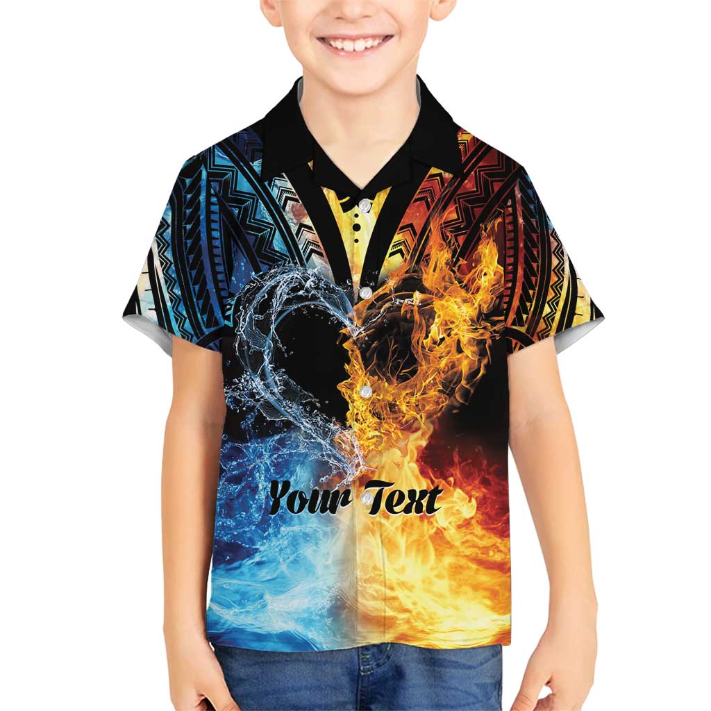 Personalised Polynesian Heart In Fire And Water Family Matching Tank Maxi Dress and Hawaiian Shirt Romantic Elements