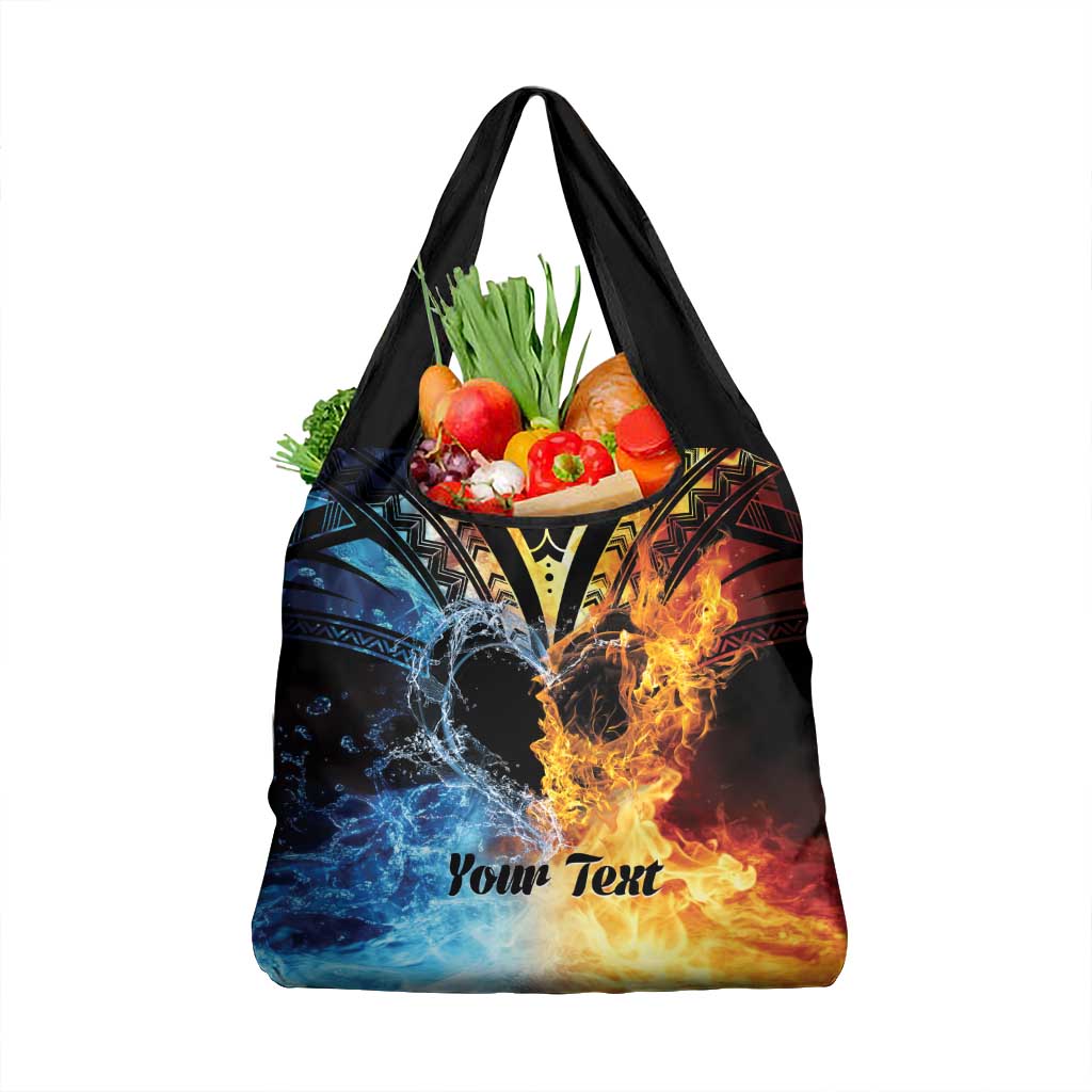 Polynesian Heart In Fire And Water Grocery Bag Romantic Elements