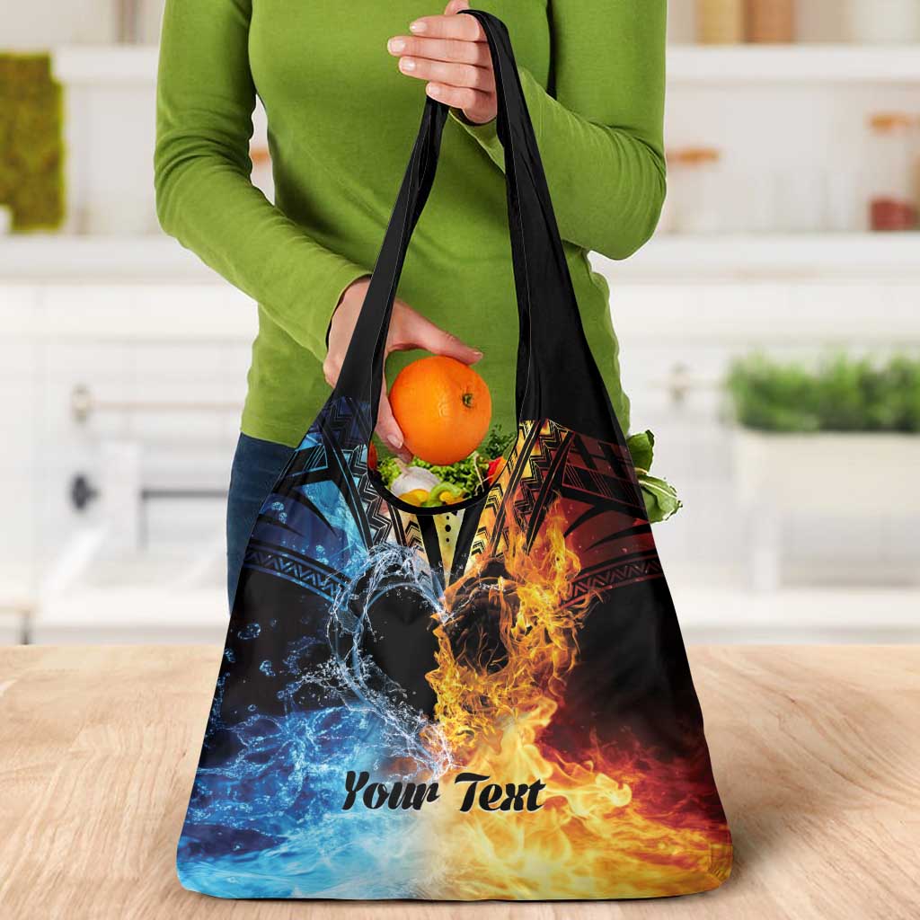 Polynesian Heart In Fire And Water Grocery Bag Romantic Elements