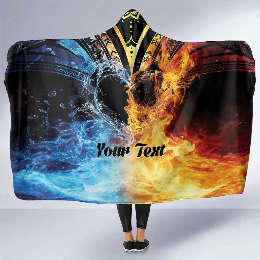 Personalised Polynesian Heart In Fire And Water Hooded Blanket Romantic Elements