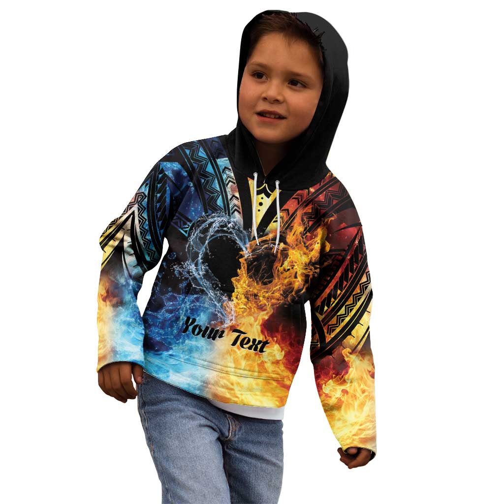 Personalised Polynesian Heart In Fire And Water Kid Hoodie Romantic Elements
