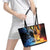 Personalised Polynesian Heart In Fire And Water Leather Tote Bag Romantic Elements
