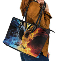 Personalised Polynesian Heart In Fire And Water Leather Tote Bag Romantic Elements