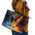 Personalised Polynesian Heart In Fire And Water Leather Tote Bag Romantic Elements