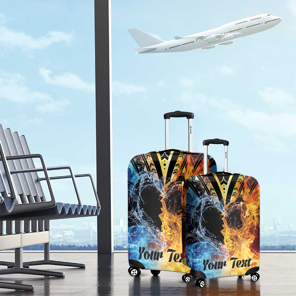 Personalised Polynesian Heart In Fire And Water Luggage Cover Romantic Elements