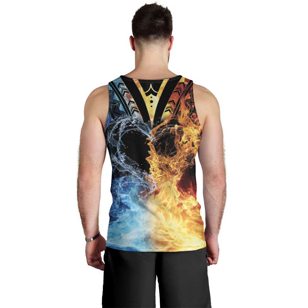 Personalised Polynesian Heart In Fire And Water Men Tank Top Romantic Elements