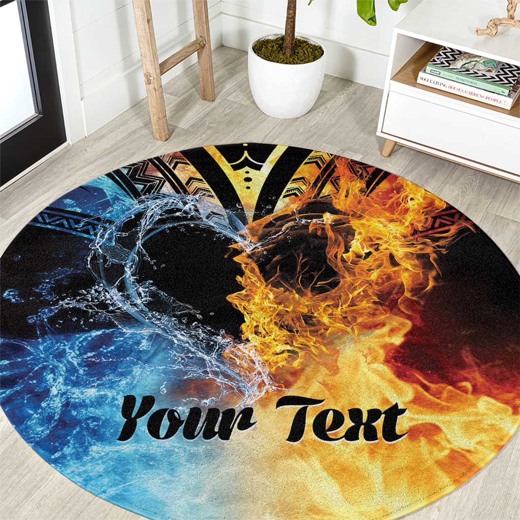 Personalised Polynesian Heart In Fire And Water Round Carpet Romantic Elements LT01 Colorful - Polynesian Pride