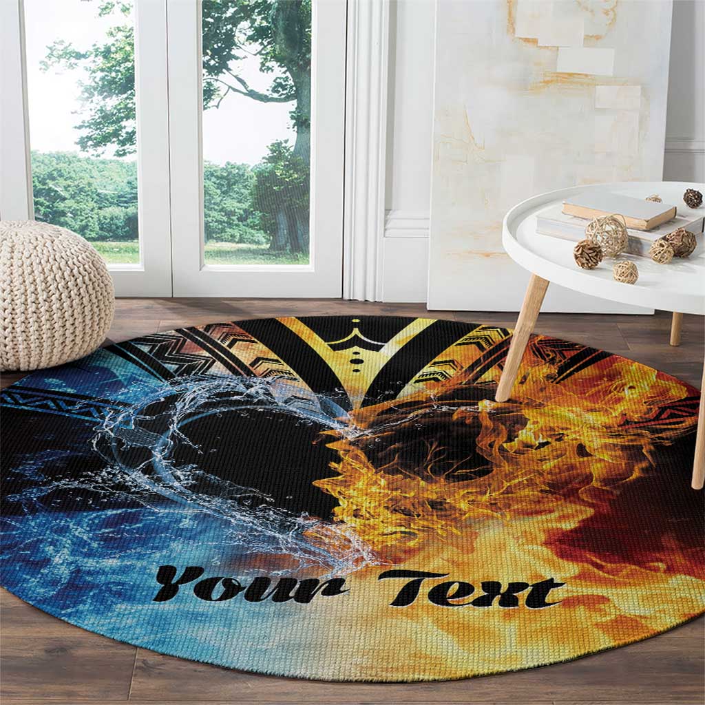 Personalised Polynesian Heart In Fire And Water Round Carpet Romantic Elements LT01 - Polynesian Pride