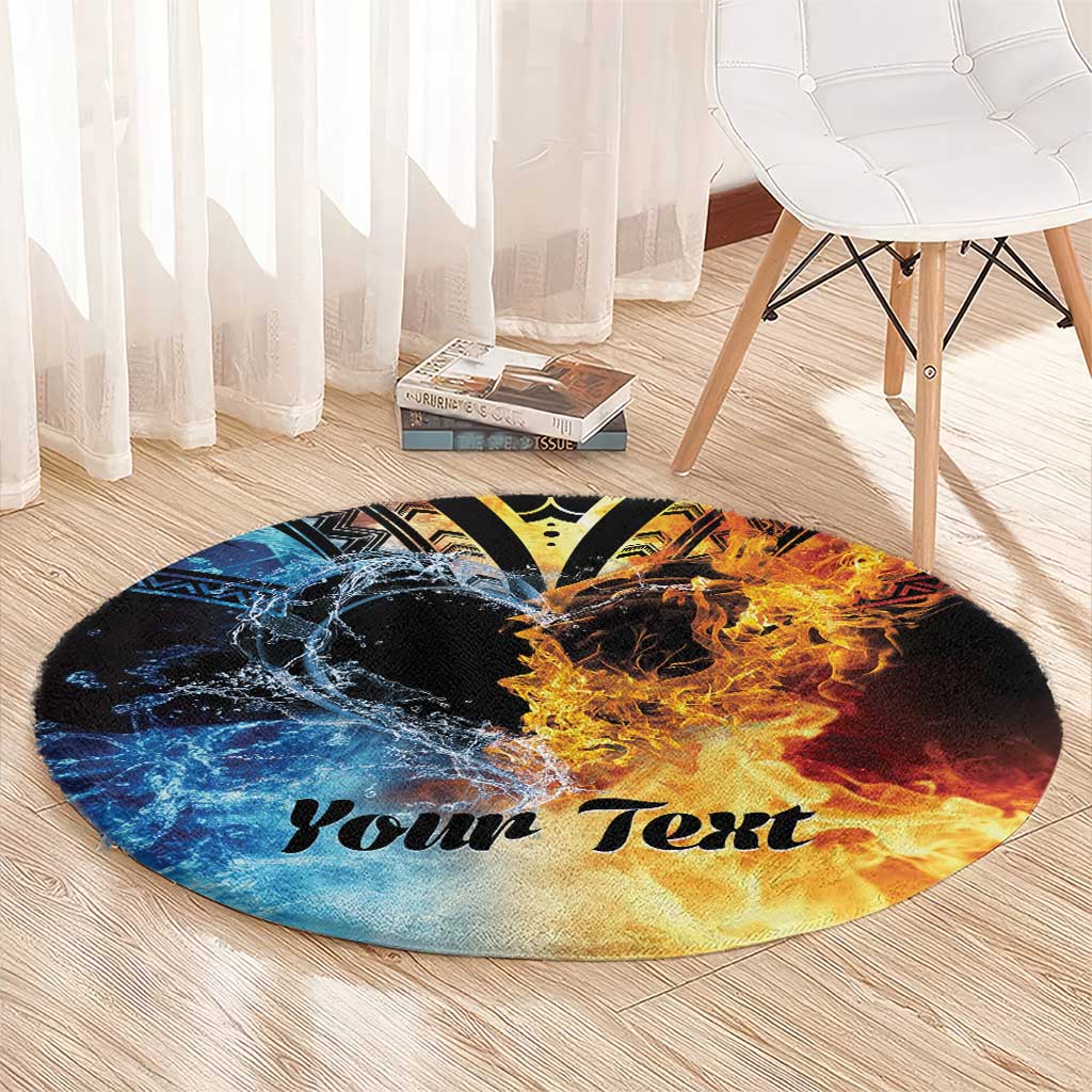 Personalised Polynesian Heart In Fire And Water Round Carpet Romantic Elements LT01 - Polynesian Pride
