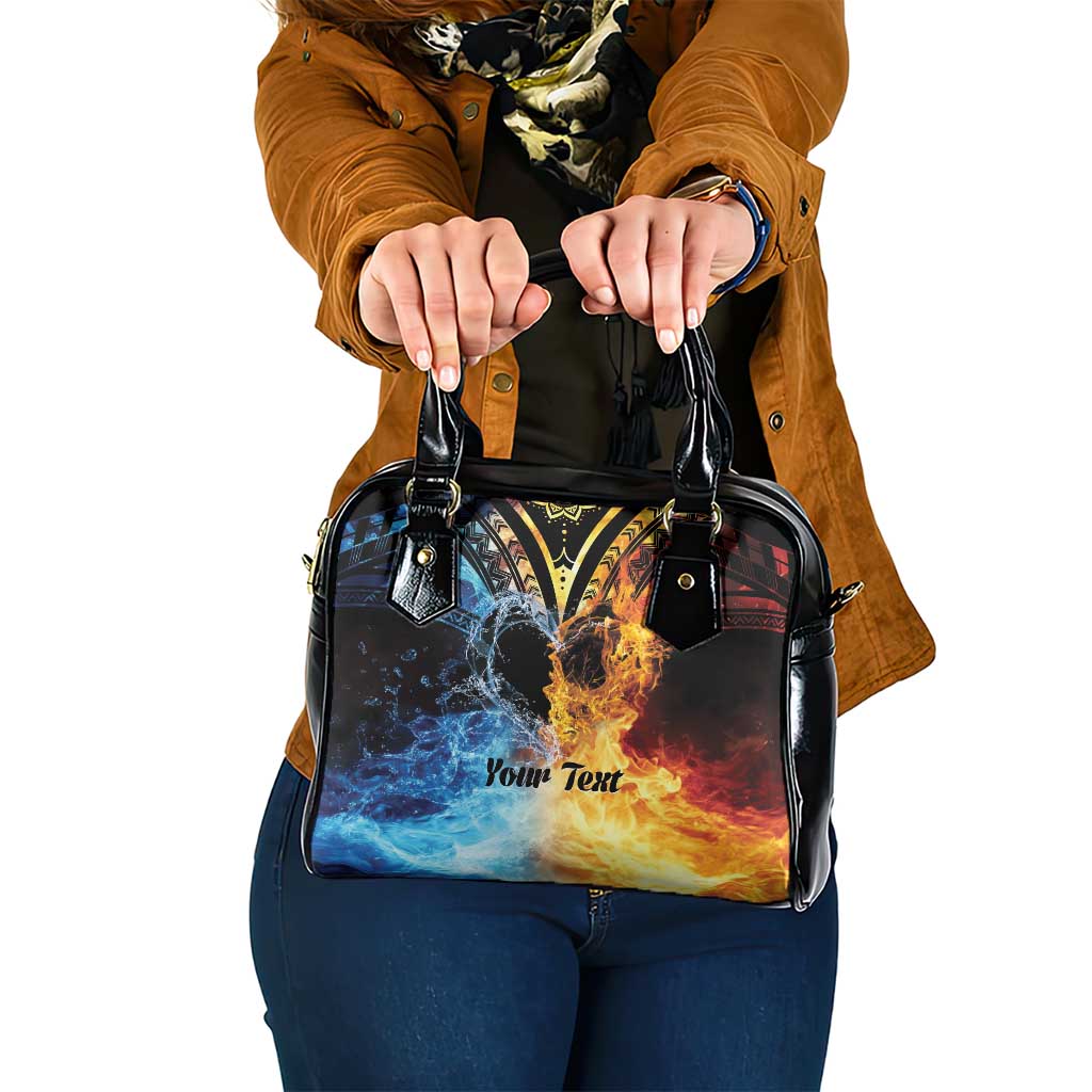 Personalised Polynesian Heart In Fire And Water Shoulder Handbag Romantic Elements