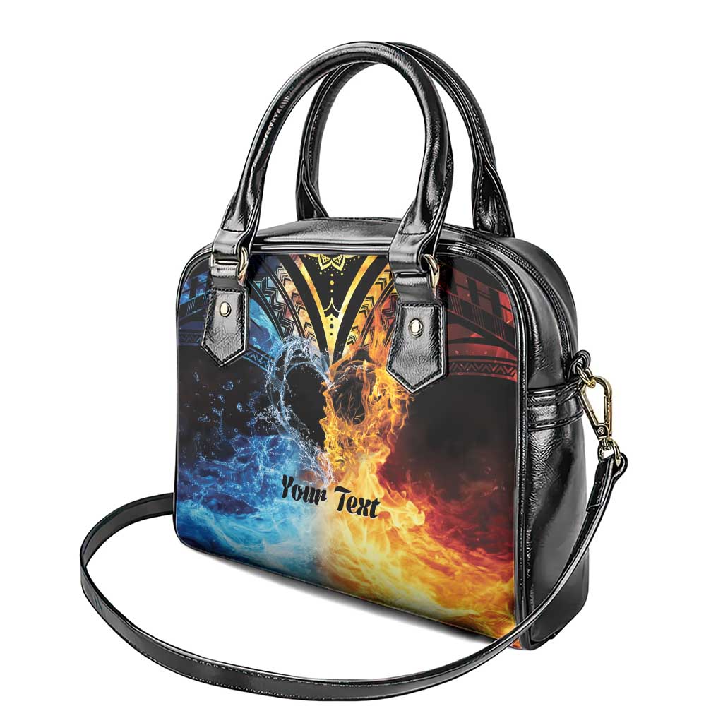 Personalised Polynesian Heart In Fire And Water Shoulder Handbag Romantic Elements