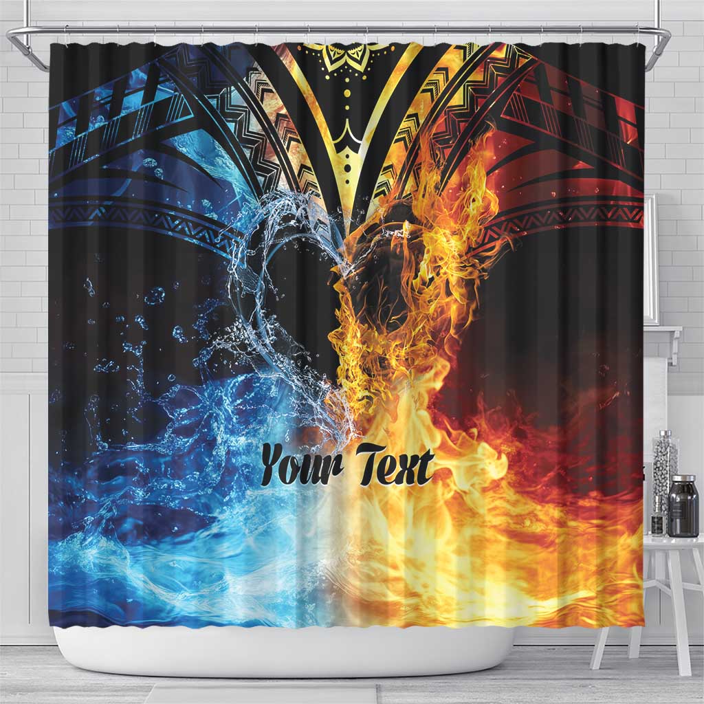 Personalised Polynesian Heart In Fire And Water Shower Curtain Romantic Elements LT01 - Polynesian Pride