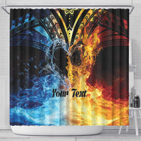 Personalised Polynesian Heart In Fire And Water Shower Curtain Romantic Elements LT01 - Polynesian Pride