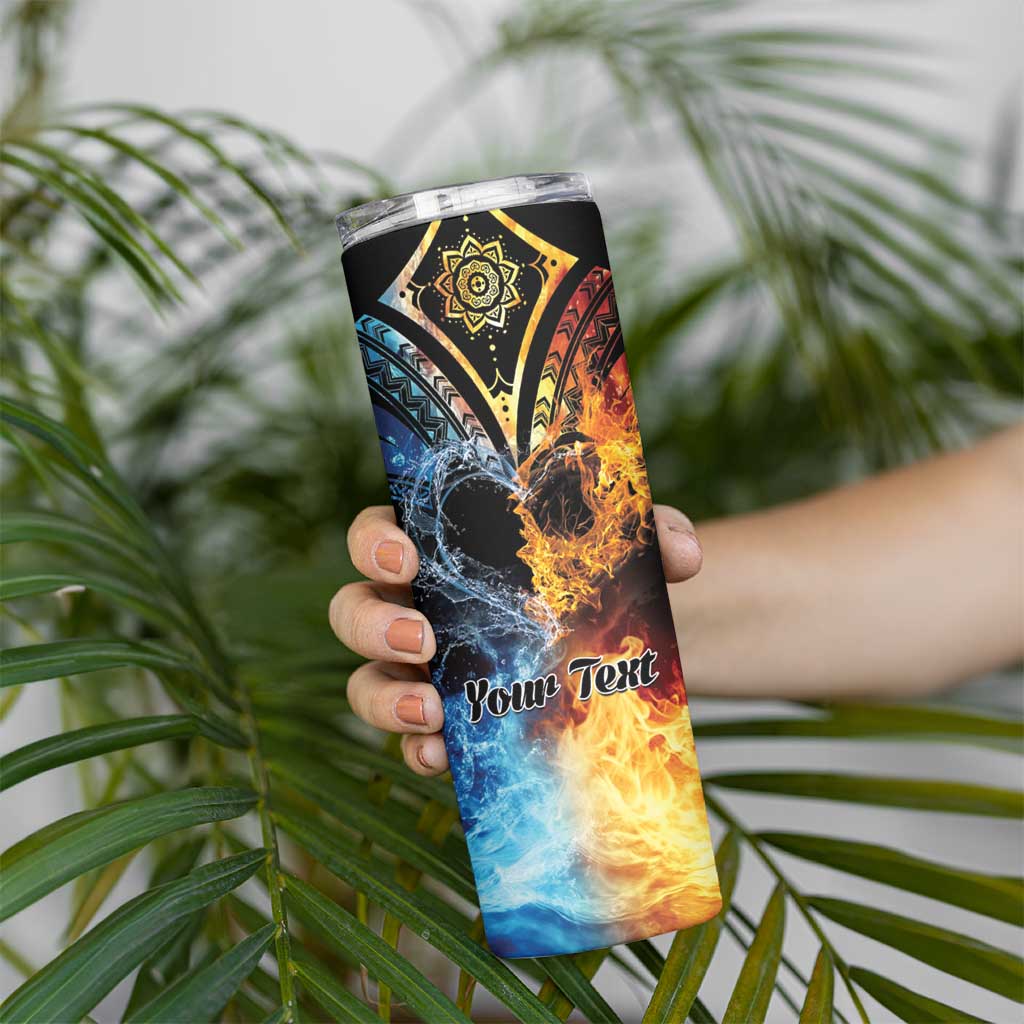 Personalised Polynesian Heart In Fire And Water Skinny Tumbler Romantic Elements