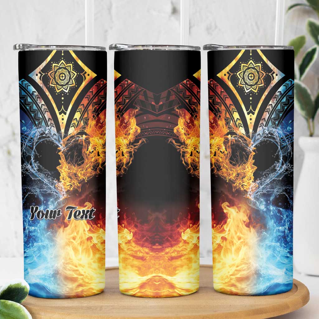 Personalised Polynesian Heart In Fire And Water Skinny Tumbler Romantic Elements