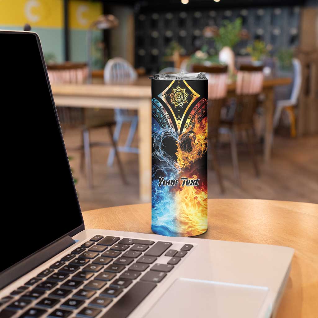 Personalised Polynesian Heart In Fire And Water Skinny Tumbler Romantic Elements