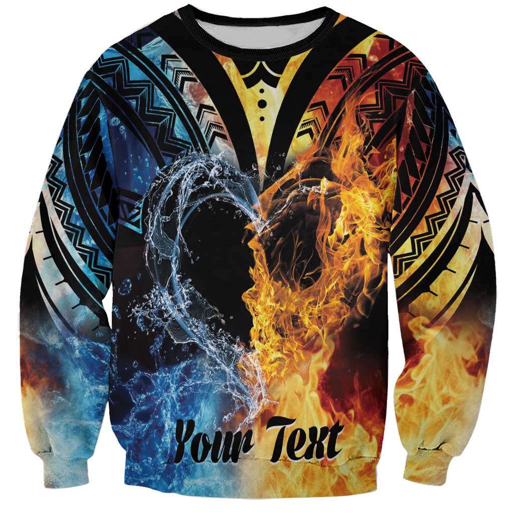 Personalised Polynesian Heart In Fire And Water Sweatshirt Romantic Elements