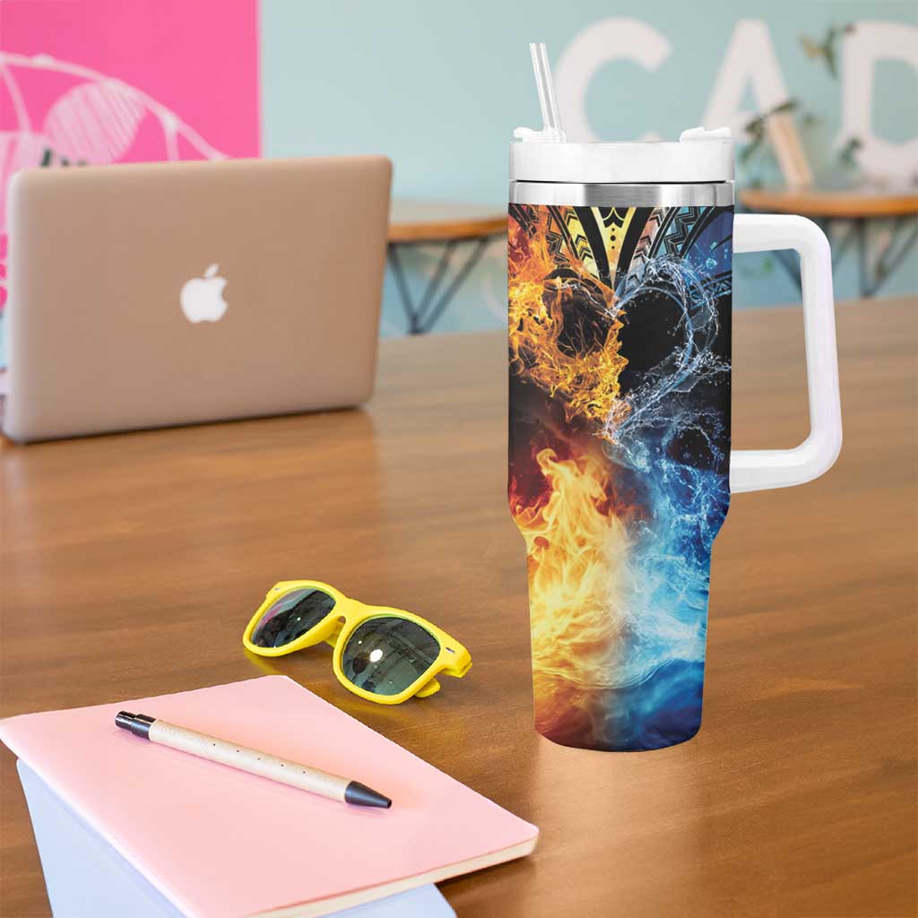Personalised Polynesian Heart In Fire And Water Tumbler With Handle Romantic Elements