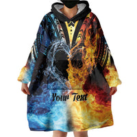 Personalised Polynesian Heart In Fire And Water Wearable Blanket Hoodie Romantic Elements