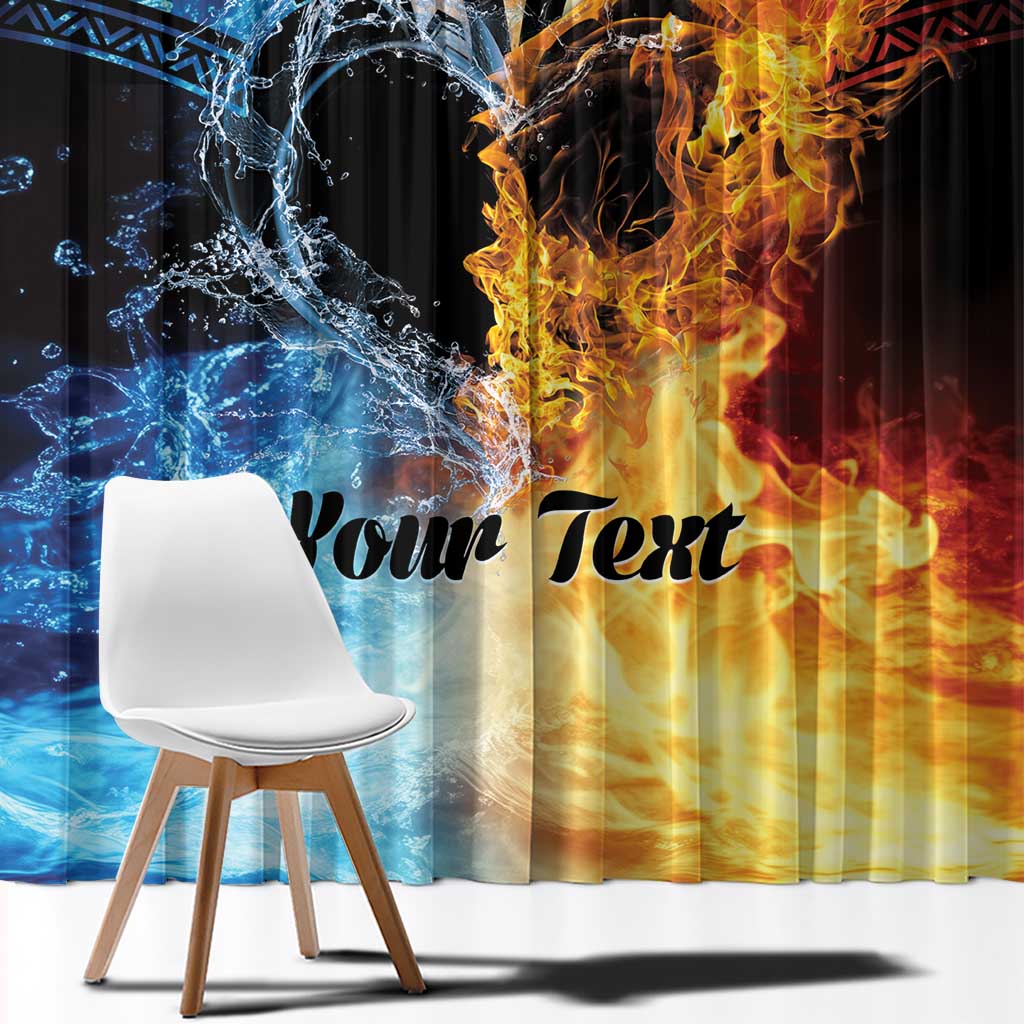 Personalised Polynesian Heart In Fire And Water Window Curtain Romantic Elements