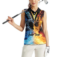 Personalised Polynesian Heart In Fire And Water Women Sleeveless Polo Shirt Romantic Elements