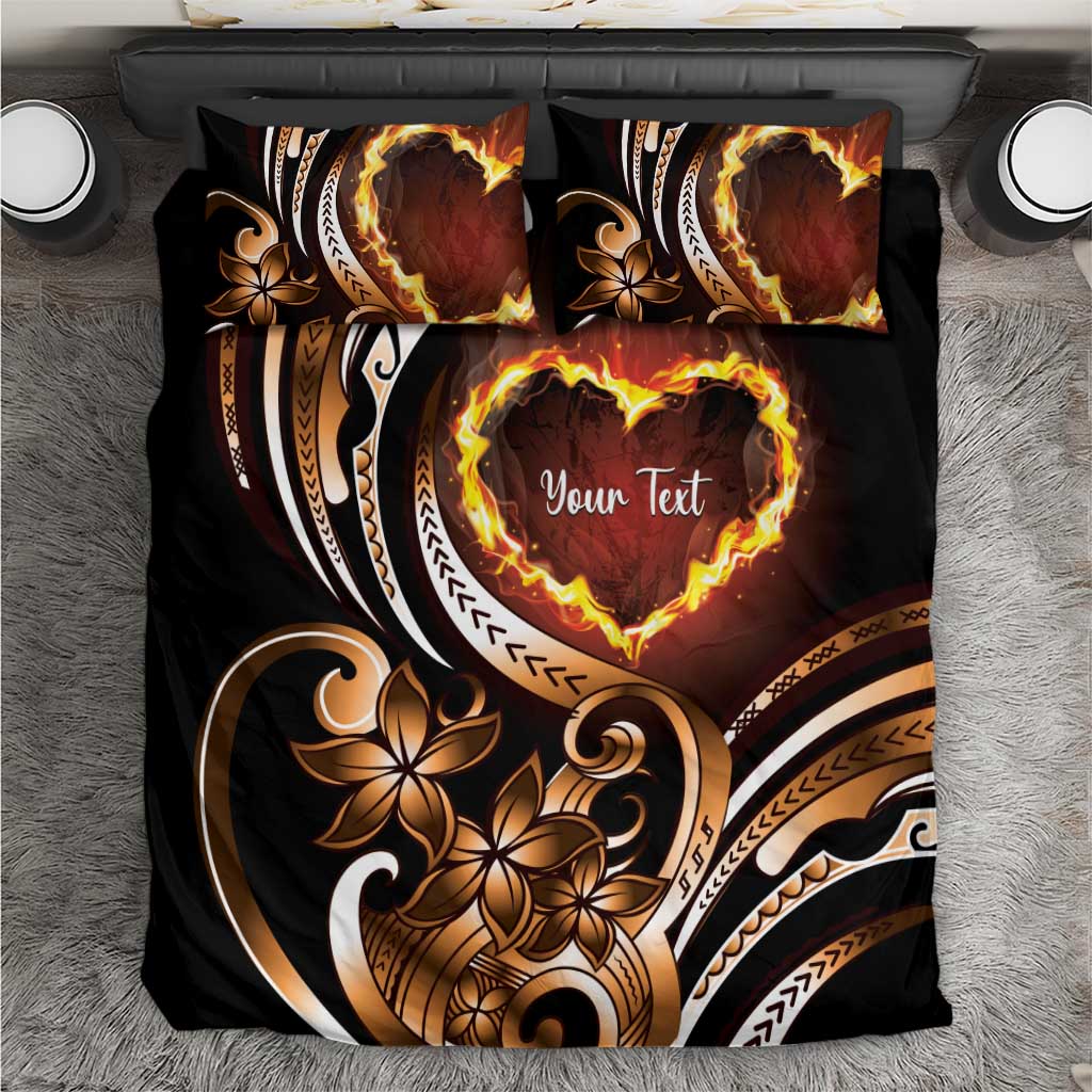 Personalised Polynesian Fiery Heart Bedding Set Passionate Love LT01 Black - Polynesian Pride