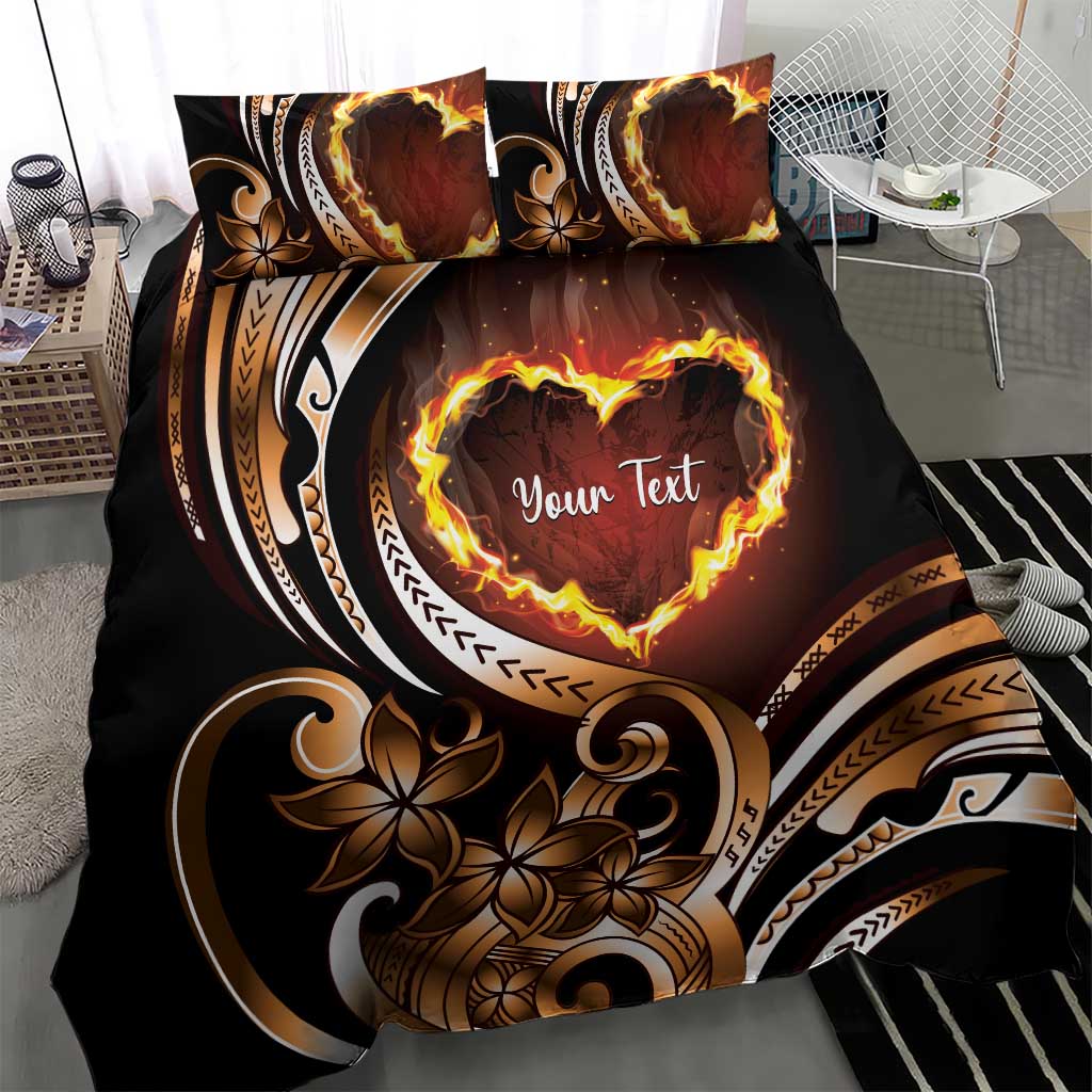 Personalised Polynesian Fiery Heart Bedding Set Passionate Love