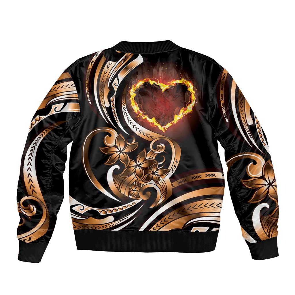 Personalised Polynesian Fiery Heart Bomber Jacket Passionate Love