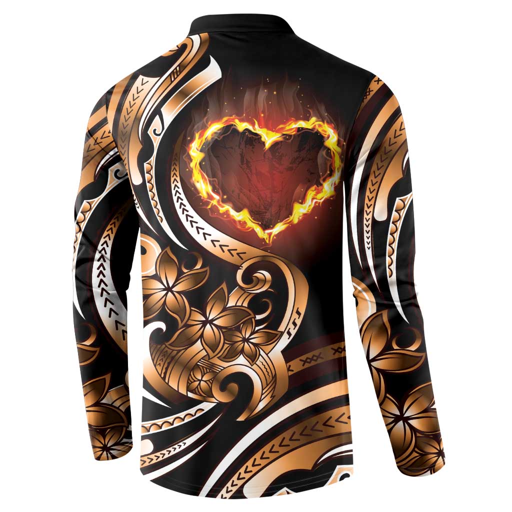 Personalised Polynesian Fiery Heart Button Sweatshirt Passionate Love
