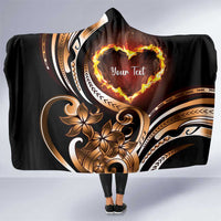 Personalised Polynesian Fiery Heart Hooded Blanket Passionate Love
