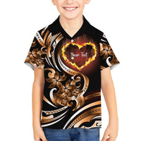 Personalised Polynesian Fiery Heart Kid Hawaiian Shirt Passionate Love