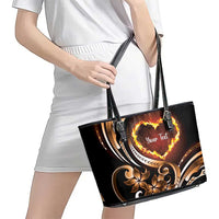 Personalised Polynesian Fiery Heart Leather Tote Bag Passionate Love