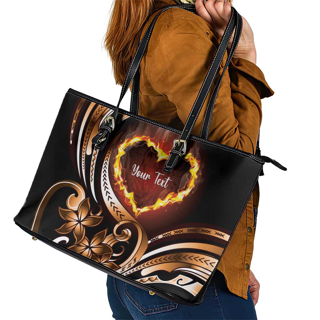 Personalised Polynesian Fiery Heart Leather Tote Bag Passionate Love