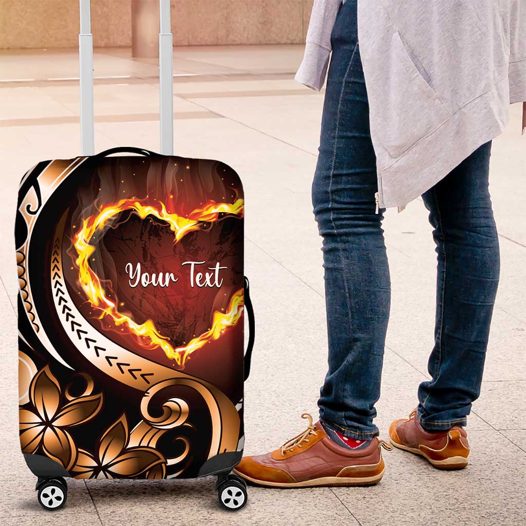 Personalised Polynesian Fiery Heart Luggage Cover Passionate Love LT01 Black - Polynesian Pride