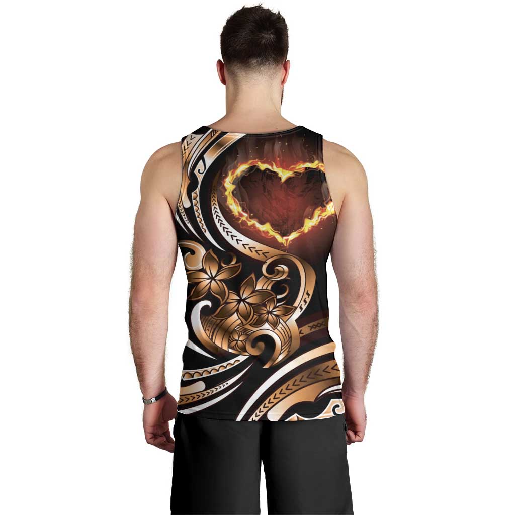 Personalised Polynesian Fiery Heart Men Tank Top Passionate Love