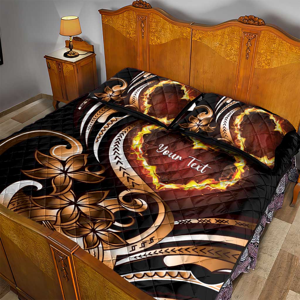 Personalised Polynesian Fiery Heart Quilt Bed Set Passionate Love