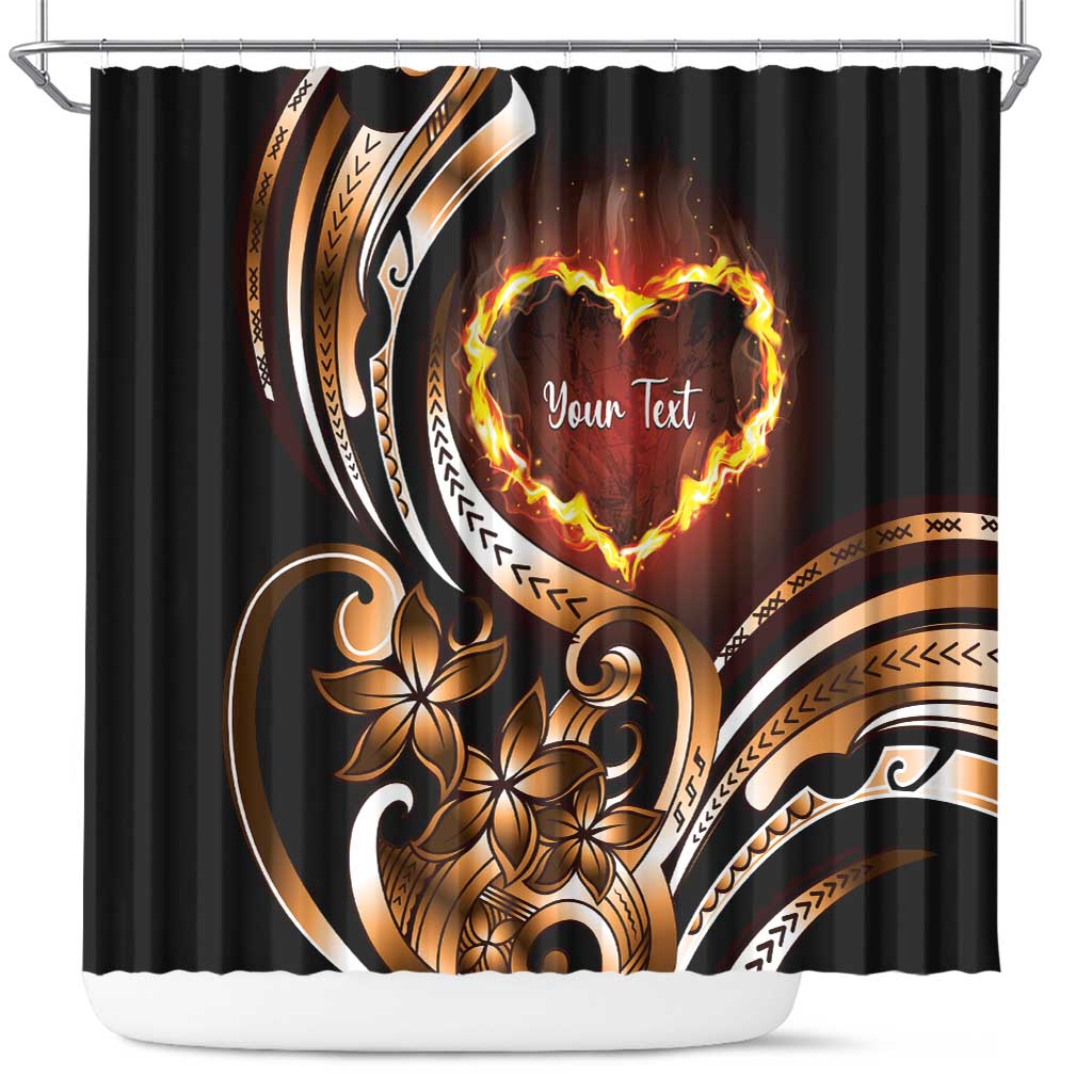 Personalised Polynesian Fiery Heart Shower Curtain Passionate Love LT01 Black - Polynesian Pride