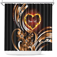 Personalised Polynesian Fiery Heart Shower Curtain Passionate Love LT01 Black - Polynesian Pride