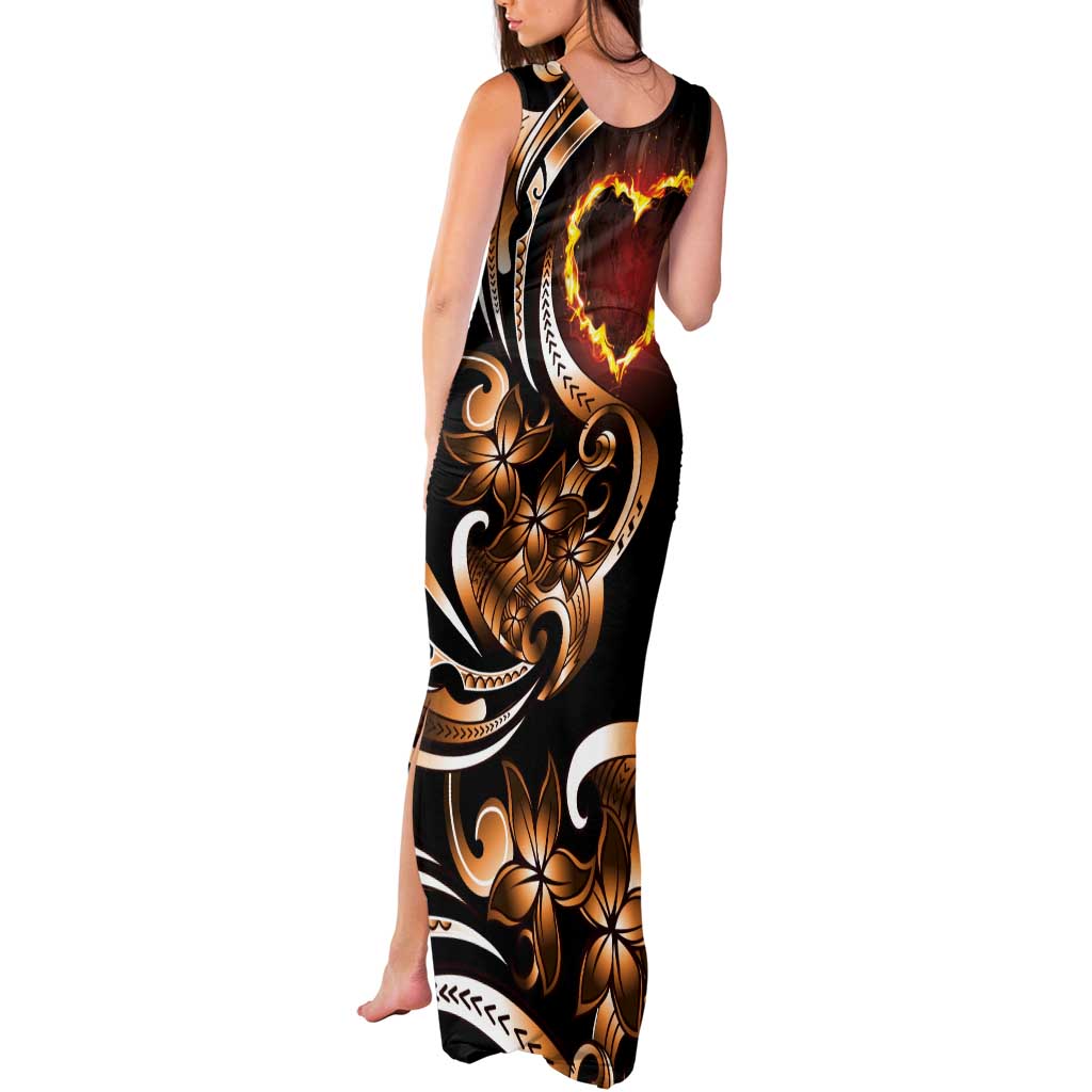 Personalised Polynesian Fiery Heart Tank Maxi Dress Passionate Love
